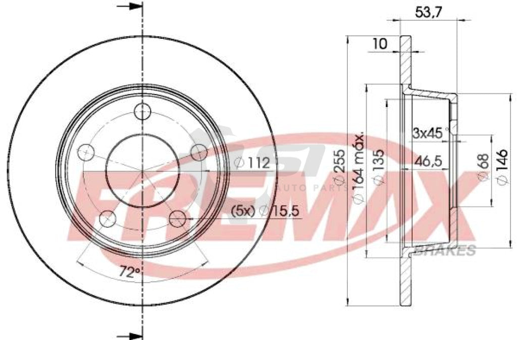 Fremax Front Disc Rotors For Audi A6 C5 2.4 2.5 2.7 2.8 3.0 97-04 255Mm Brake
