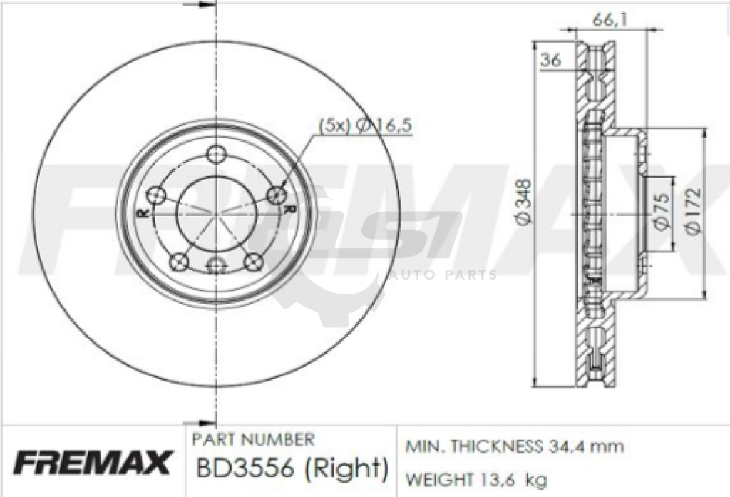 Fremax Front Disc Rotors For Bmw 535I 535D F10 3.0 2010-2017 348Mm Brake Kit