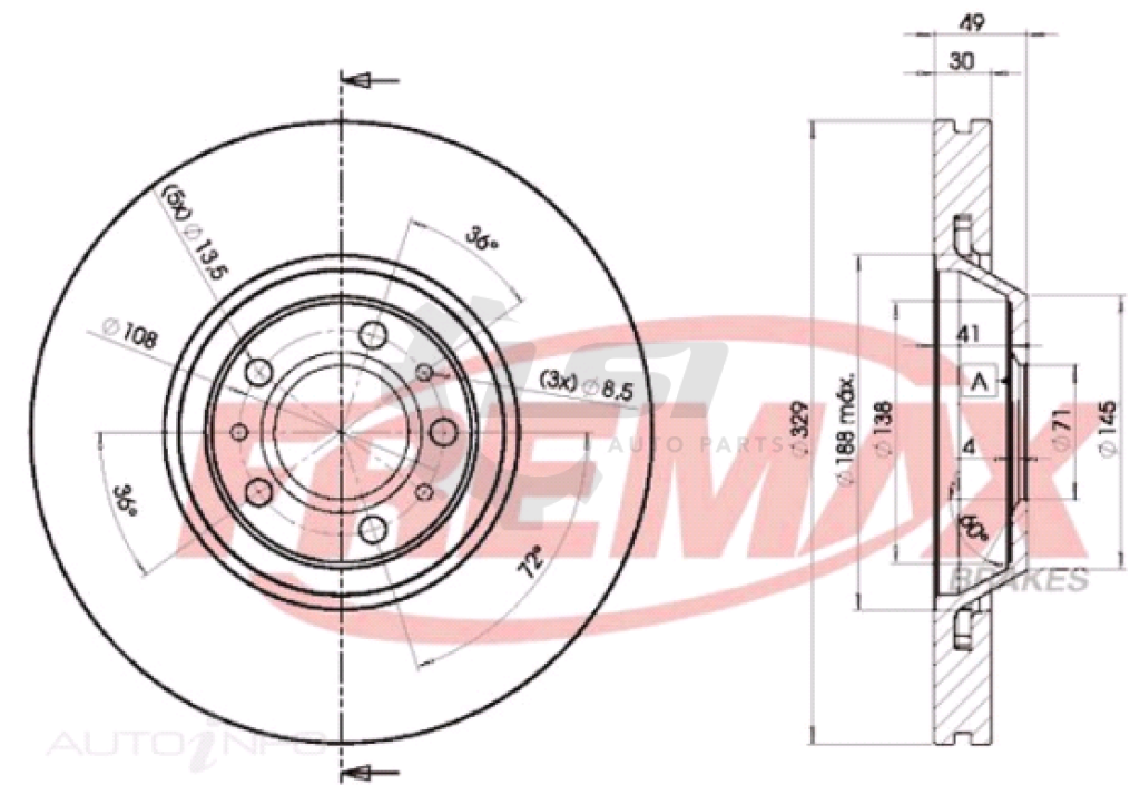 Fremax Front Disc Rotors For Citroen C5 Hdi 2.2 2.7 3.0 2008-2020 329Mm Brake