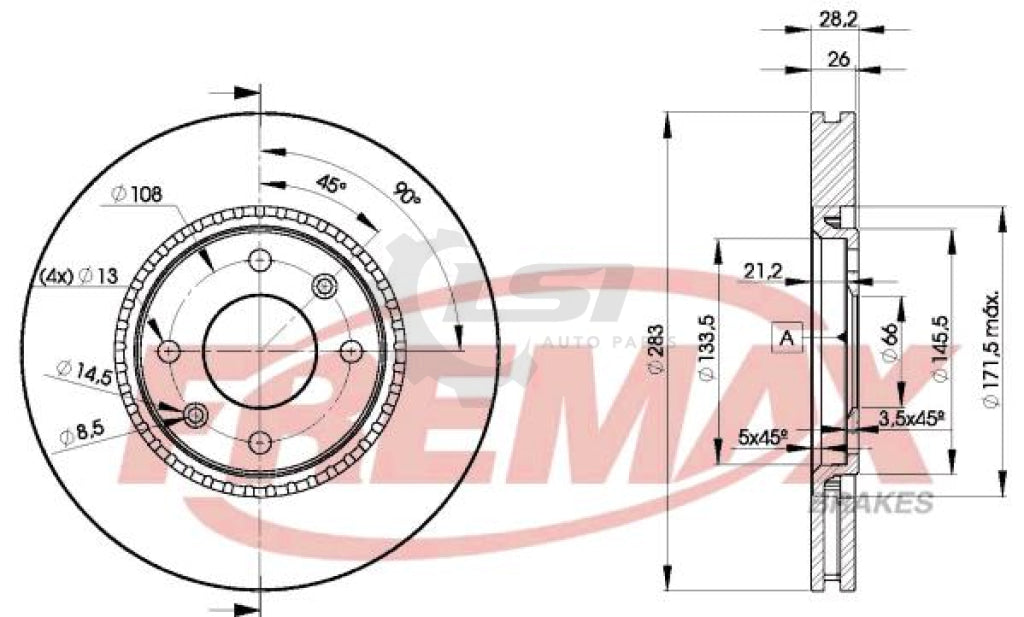 Fremax Front Disc Rotors For Citroen Xantia Image Turbo Diesel 1.9 96-98 283Mm Brake