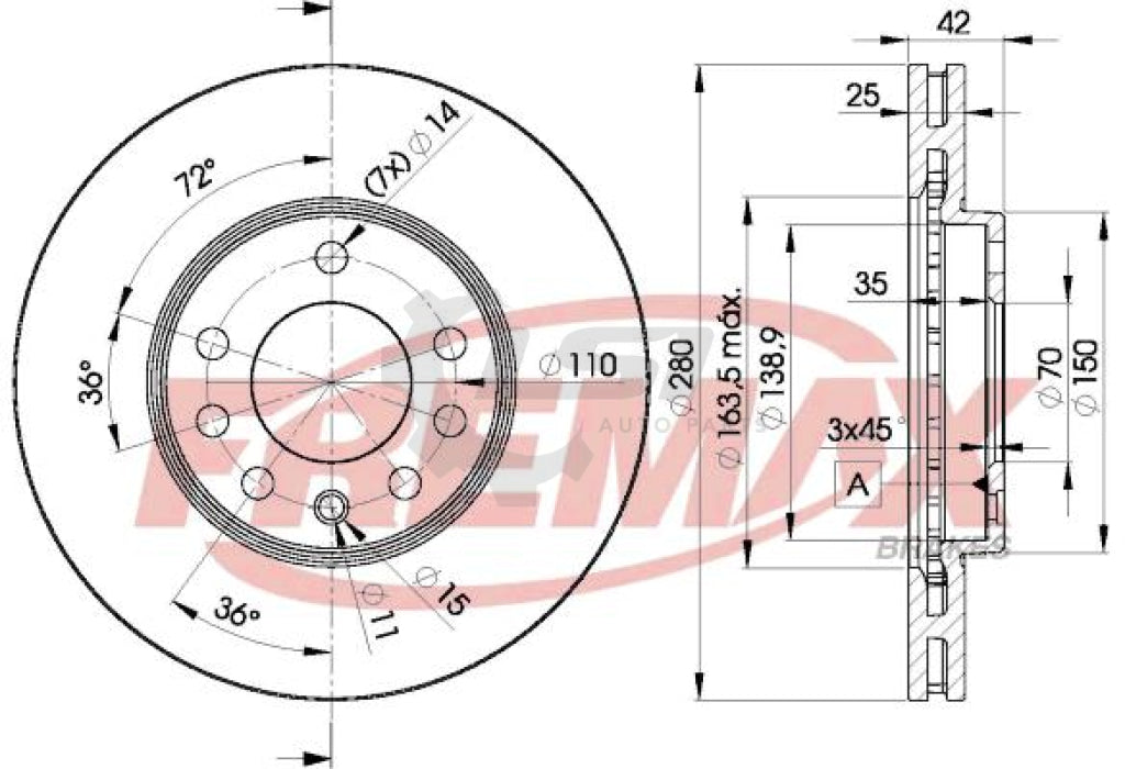 Fremax Front Disc Rotors For Holden Astra 1.8 2.0 2.2 Ts 98-06 5 Studs Brake