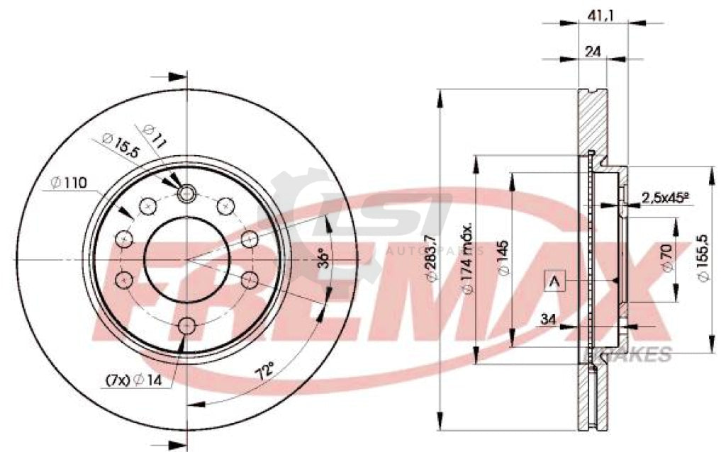 Fremax Front Disc Rotors For Holden Calibra Ye Series 2.0 2.5 91-98 284Mm Brake