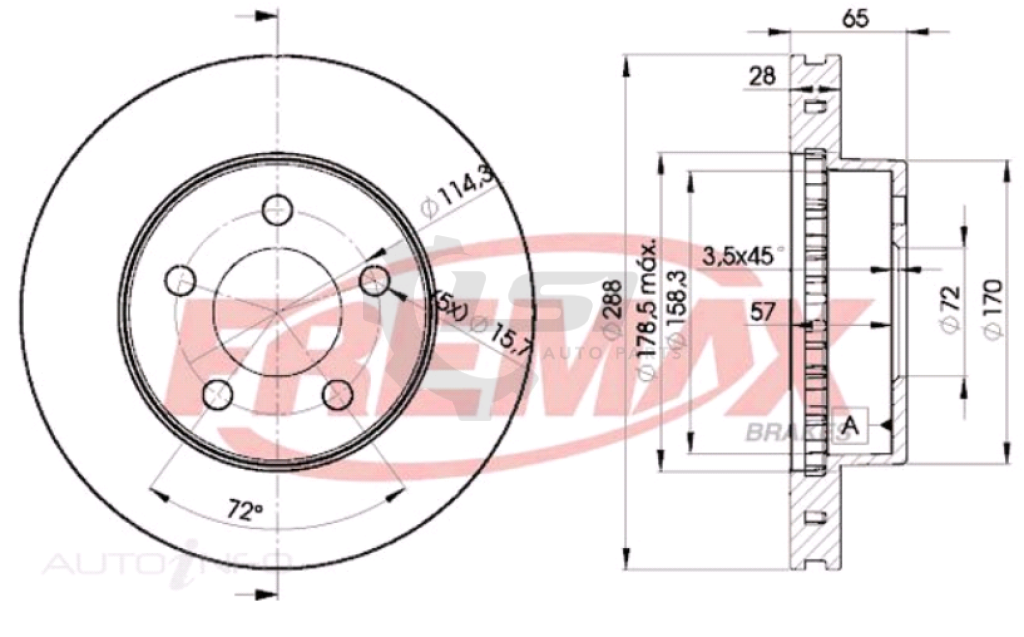 Fremax Front Disc Rotors For Jeep Cherokee Kj 2.4 2.5 2.8 3.7 2001-2008 288Mm Brake