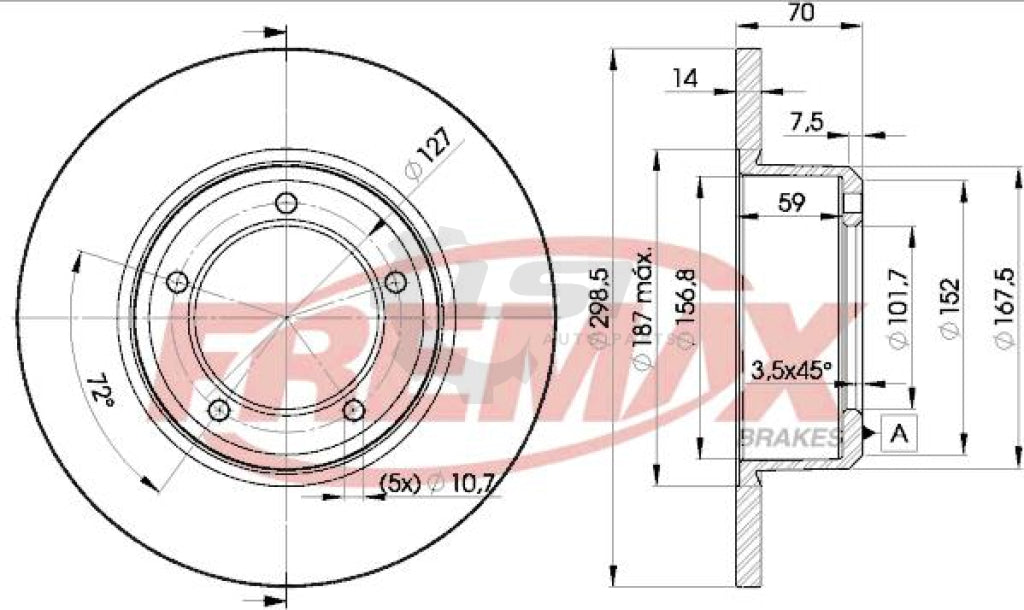 Fremax Front Disc Rotors For Land Rover 110 County 3.5 84-88 Brake