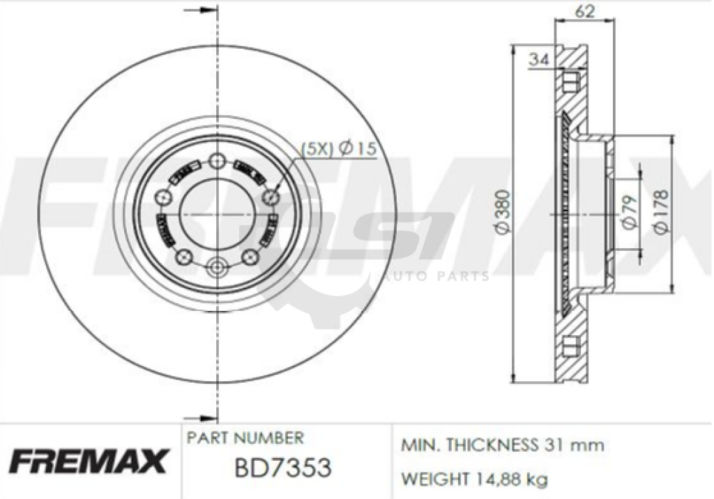 Fremax Front Disc Rotors For Land Rover Range Vogue L322 5.0 09-13 380Mm Brake
