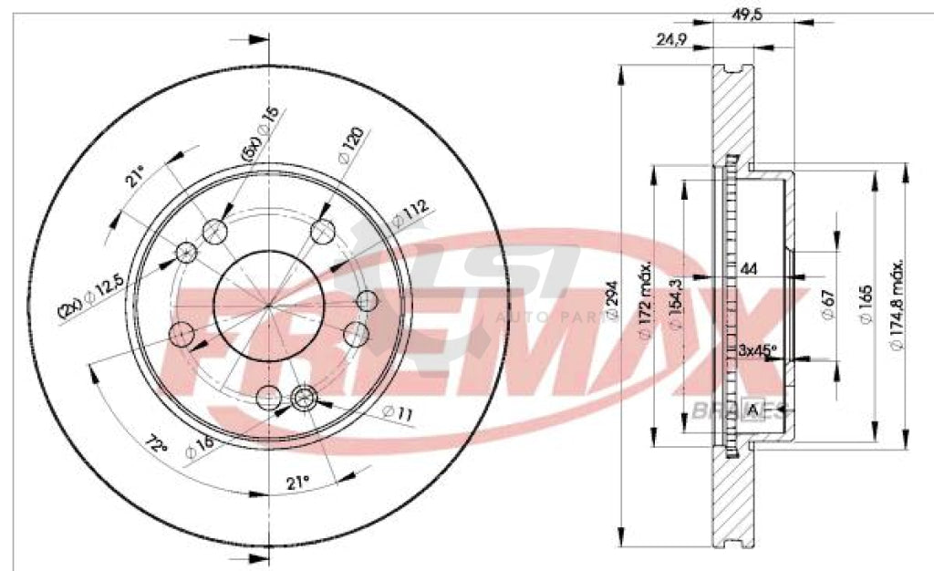 Fremax Front Disc Rotors For Mercedes Benz 320Ce 320E W124 3.2 91-96 Brake