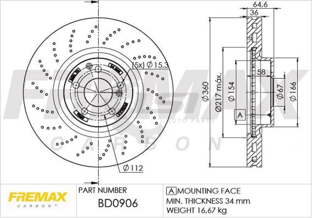 Fremax Front Disc Rotors For Mercedes Benz C63 S Amg W204 W205 4.0 08-18 360Mm Brake