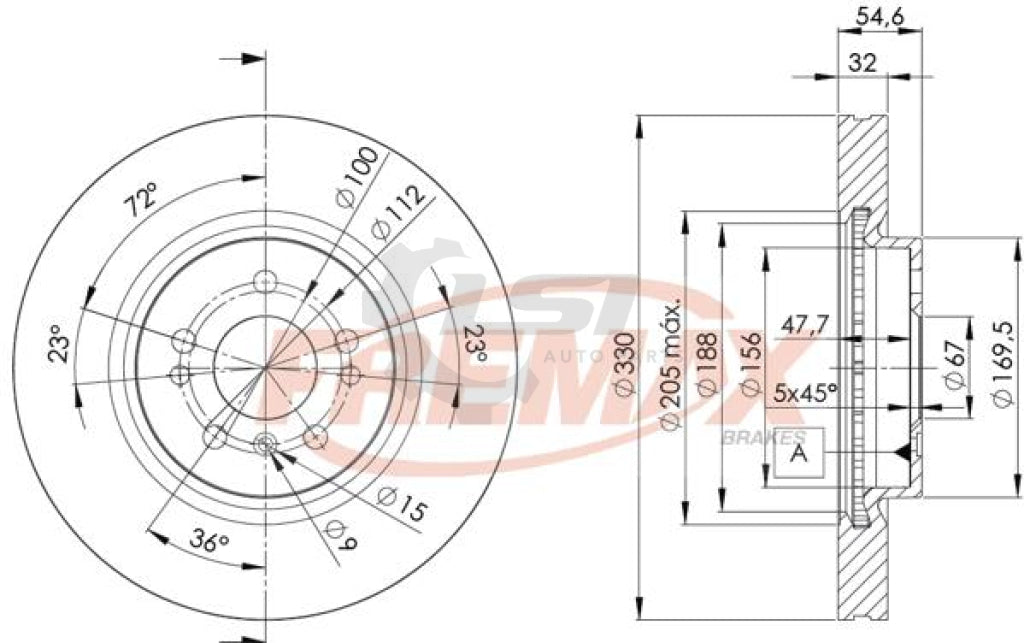 Fremax Front Disc Rotors For Mercedes Benz Ml280 W164 3.0 06-09 330Mm Brake