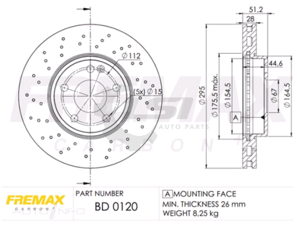 Fremax Front Disc Rotors For Merecedes Benz A180 W176 1.6 2013-2019 295Mm Brake