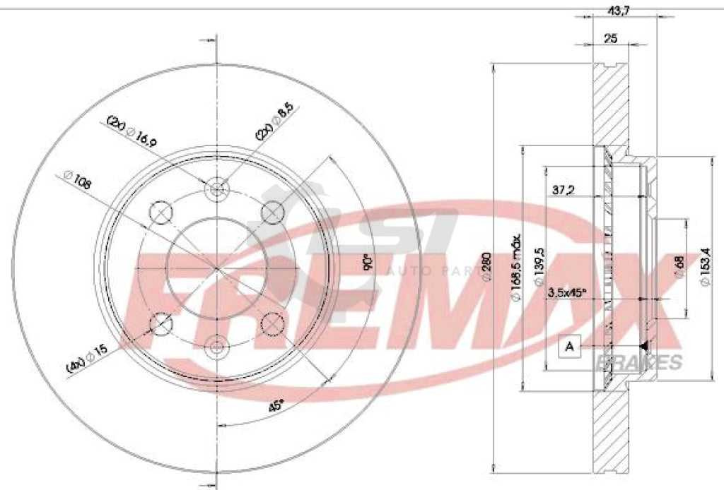 Fremax Front Disc Rotors For Saab 9000 2.0 86-91 Brake