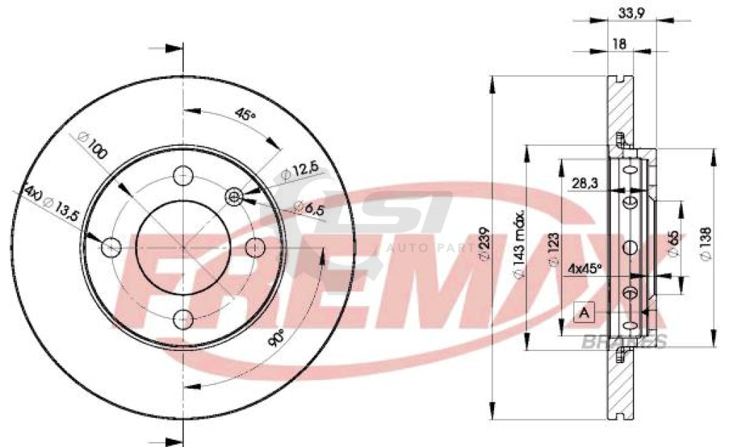 Fremax Front Disc Rotors For Volkswagen Polo 6N 1.4 1.6 95-01 Not Gti Brake