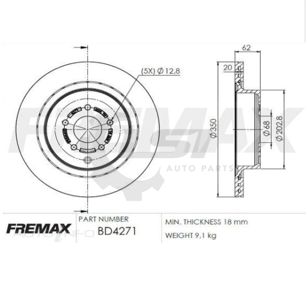 Fremax Rear Brake Disc Rotors for Infiniti Q50 V37 3.0 2016-2020 Brake Disc Rotors