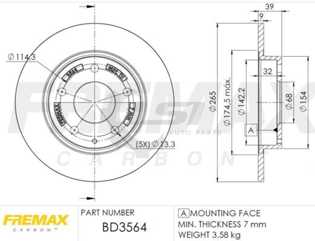 Fremax Rear Brake Pads And Disc Rotor Set For Mazda Axela Bm 2.0 13-16 Kit