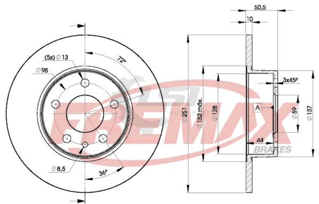 Fremax Rear Disc Rotors For Alfa Romeo 147 1.6 1.9 2.0 01-10 Brake
