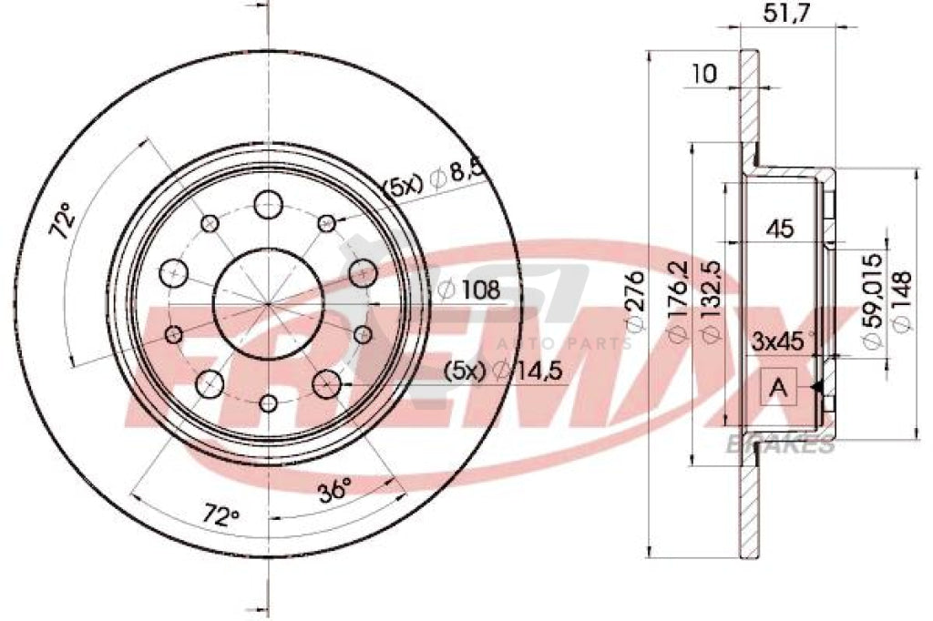Fremax Rear Disc Rotors For Alfa Romeo 166 2.5 3.0 3.2 99-09 Brake