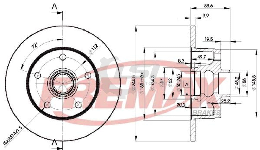 Fremax Rear Disc Rotors For Audi A4 B5 1.8 2.6 2.8 94-01 245Mm Hub Type Brake