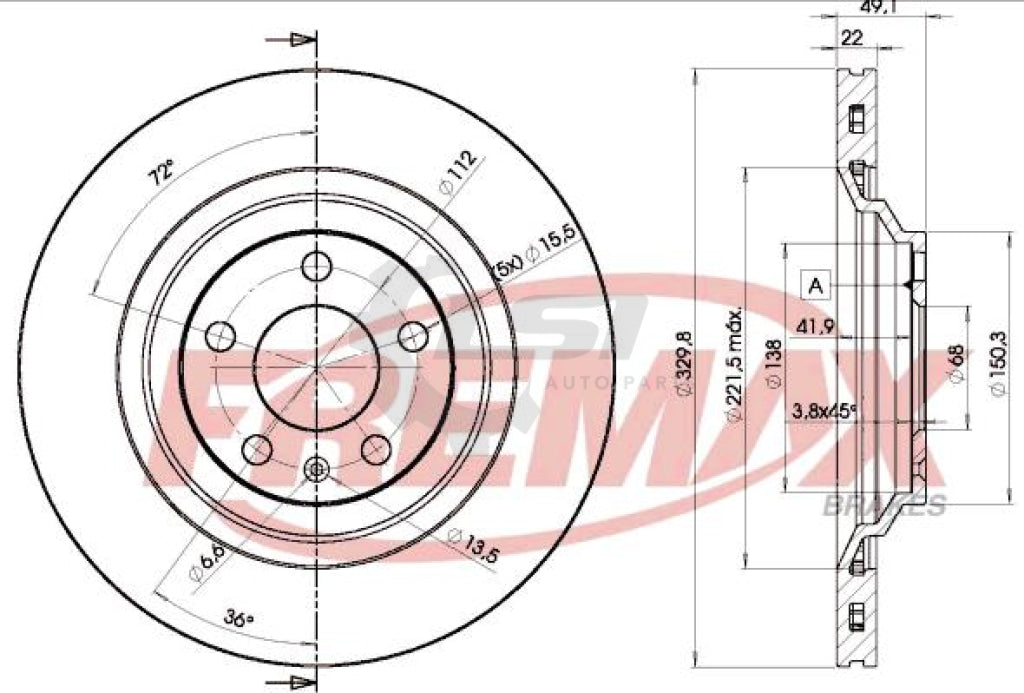 Fremax Rear Disc Rotors For Audi A6 C6 4F 2.0 2.4 3.0 3.1 4.2 04-11 330Mm Brake