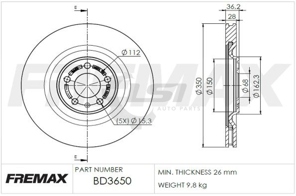 Fremax Rear Disc Rotors For Audi Sq7 4M 4.0 Czac 2016-2020 Brake