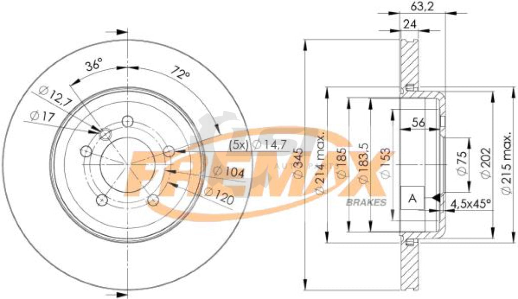 Fremax Rear Disc Rotors For Bmw 540I 545I 550I E60 4.0 4.4 4.8 02-10 Brake