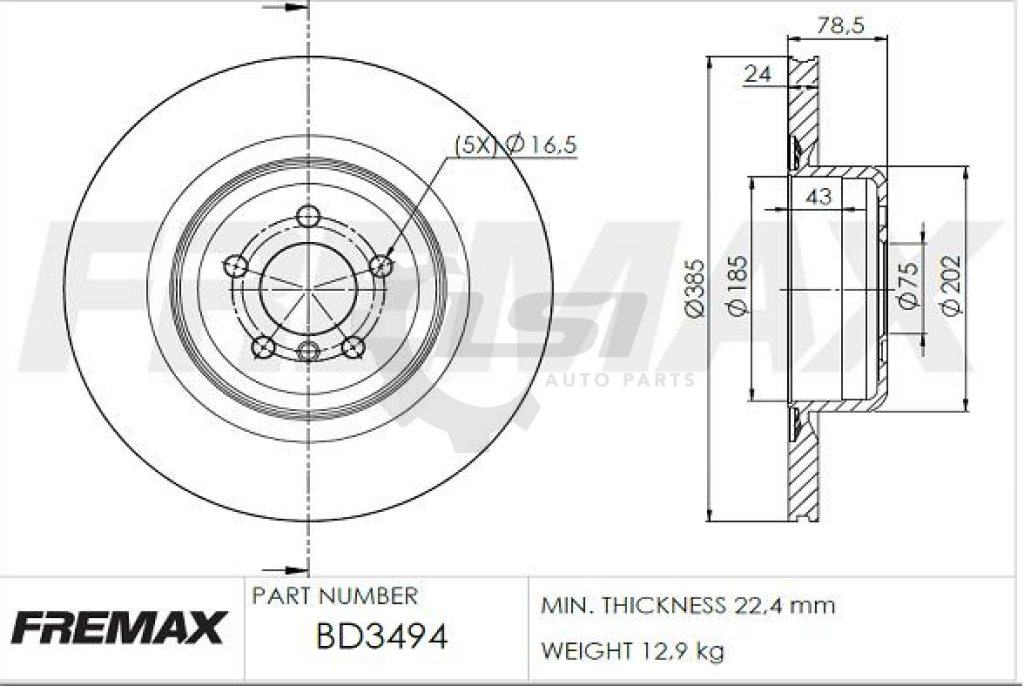 Fremax Rear Disc Rotors For Bmw X5 M50D F15 3.0 2013-2018 Brake Kit