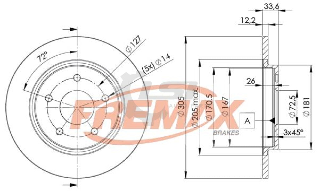 Fremax Rear Disc Rotors For Chrysler Grand Voyager V Rt 2.8 3.3 3.8 07-18 Brake