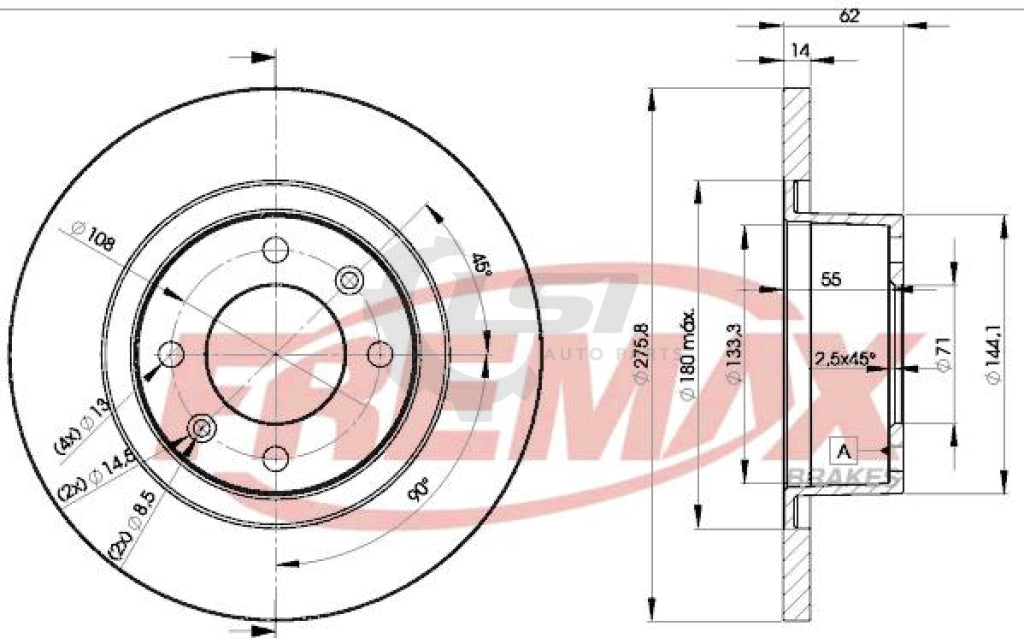 Fremax Rear Disc Rotors For Citroen C5 2.0 2.2 2.9 01-08 Brake