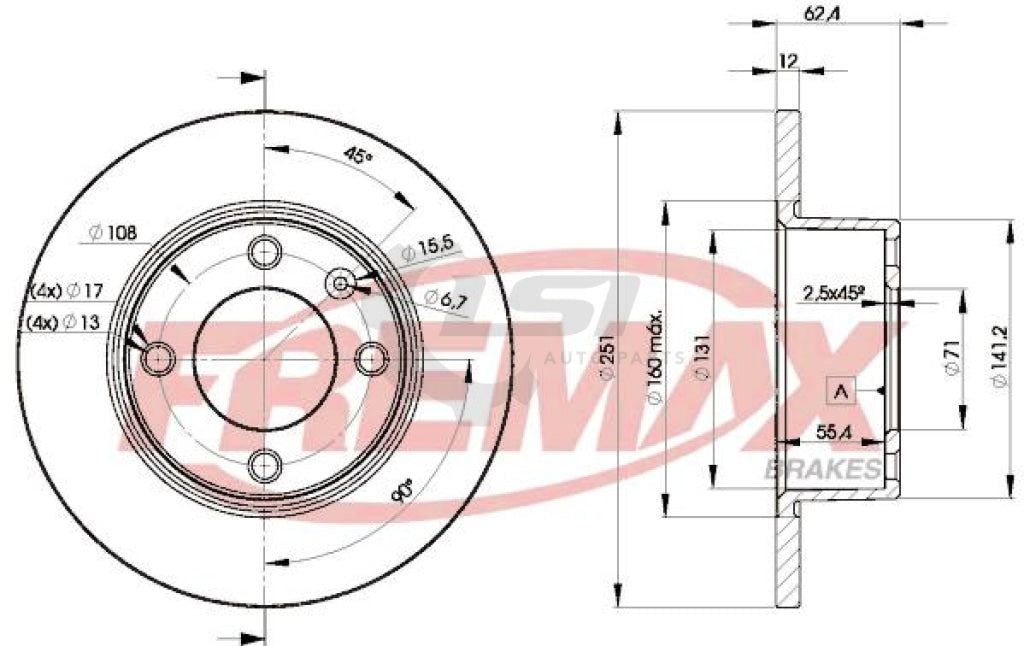 Fremax Rear Disc Rotors For Citroen Xantia Image 2.0 96-98 4D Wagon Only Brake