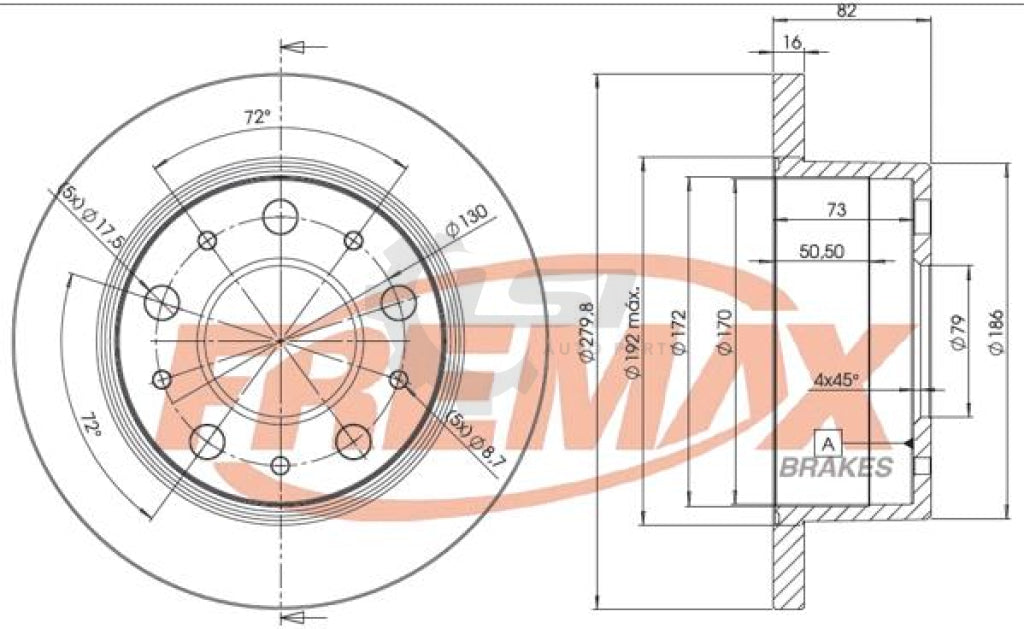 Fremax Rear Disc Rotors For Fiat Ducato 2.0 2.3 2.8 95-07 Brake