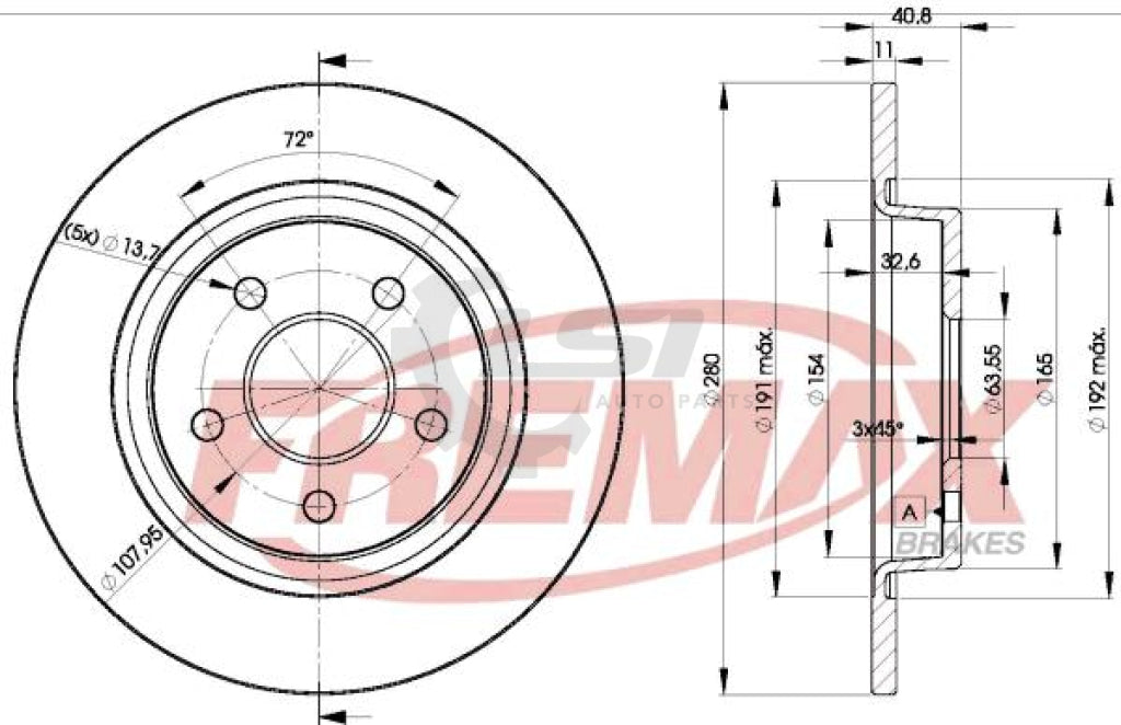 Fremax Rear Disc Rotors For Ford Focus Ls 1.6 5Xxgc 05-07 Brake