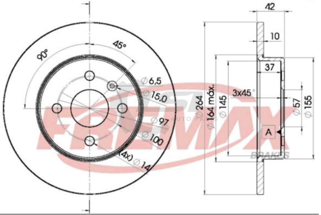 Fremax Rear Disc Rotors For Holden Combo Xc Xcf25 1.4 2005-2017 264Mm Brake
