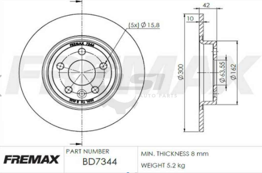 Fremax Rear Disc Rotors For Jaguar E-Pace X540 2.0L 2017-2022 Brake