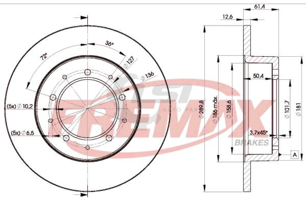 Fremax Rear Disc Rotors For Land Rover Defender 110 L316 2.4 2.5 95-12 290Mm Brake