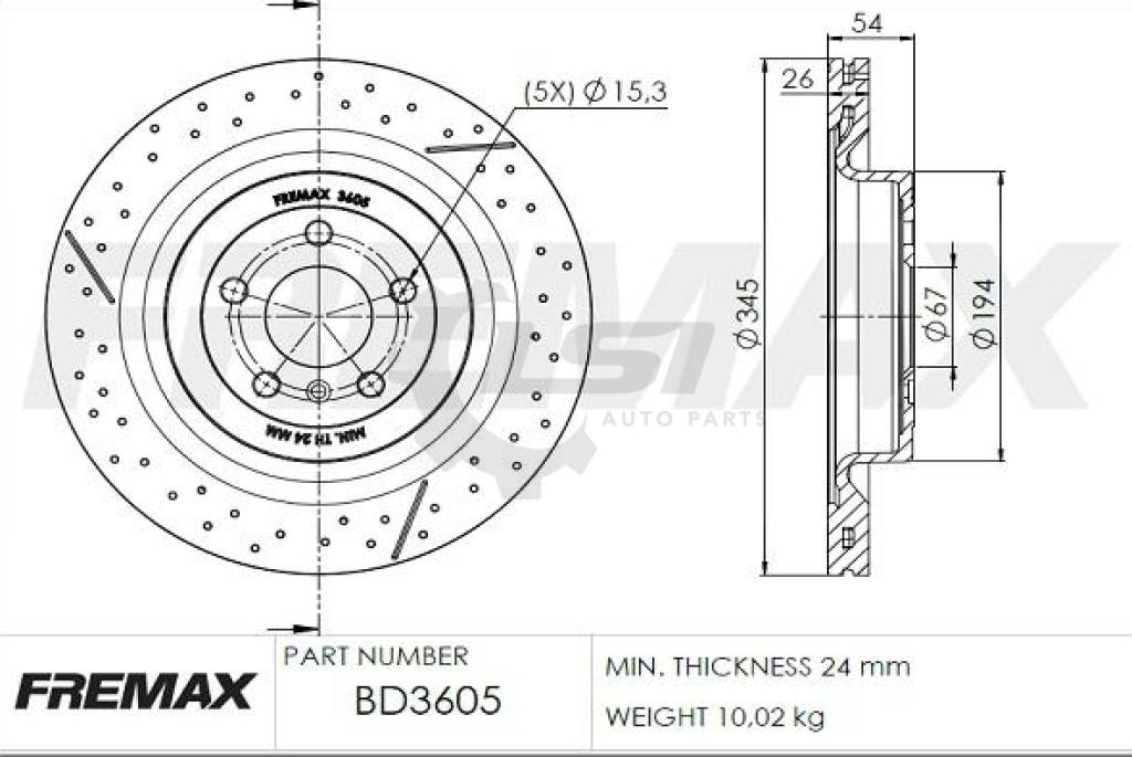 Fremax Rear Disc Rotors For Mercedes Benz Amg Gle 43 C292 W166 3.0 2016-2019 Brake