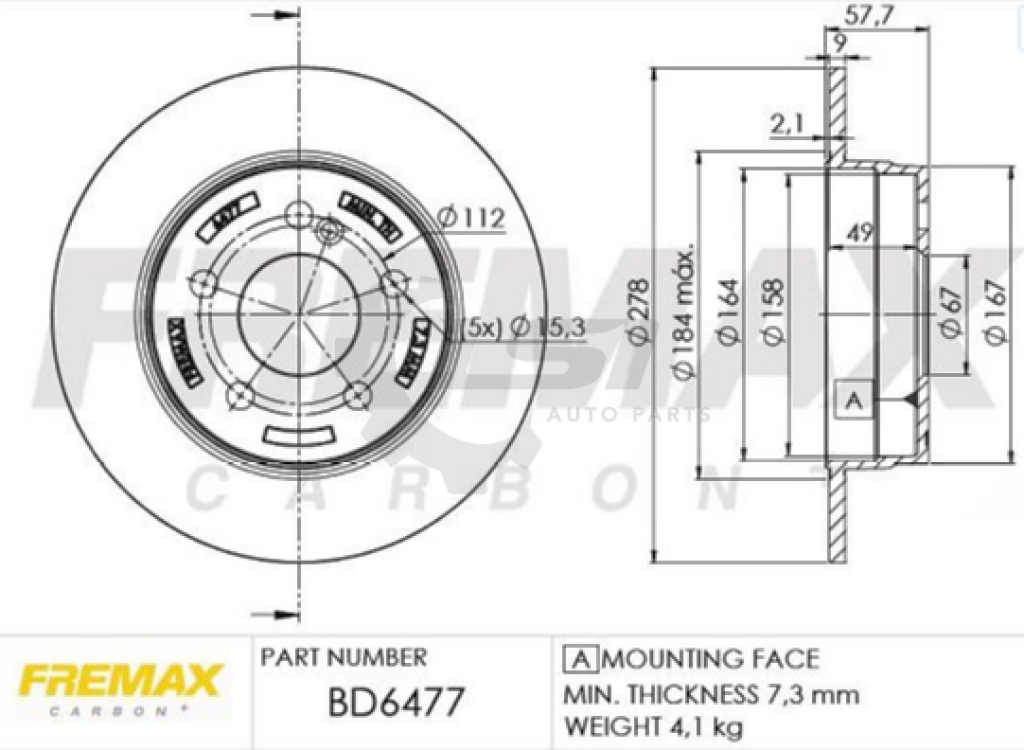 Fremax Rear Disc Rotors For Mercedes Benz C180 W204 1.6 1.8 07-16 278Mm Brake