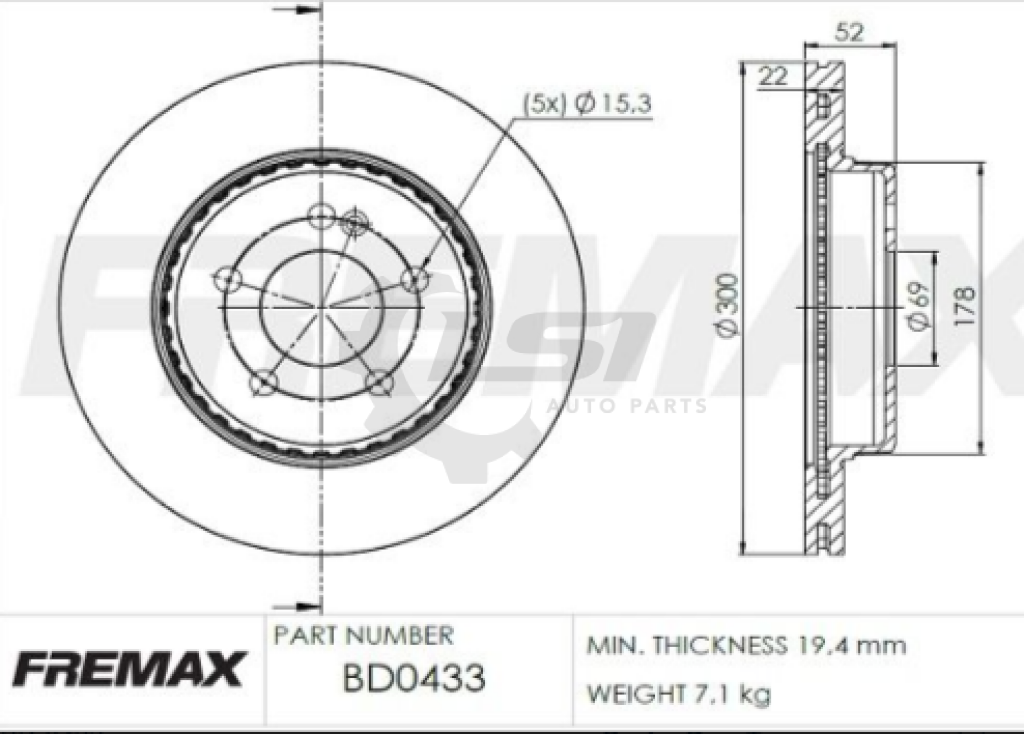 Fremax Rear Disc Rotors For Merecedes Benz C200 205 1.5 1.6 2.0 2016-2020 300Mm Brake