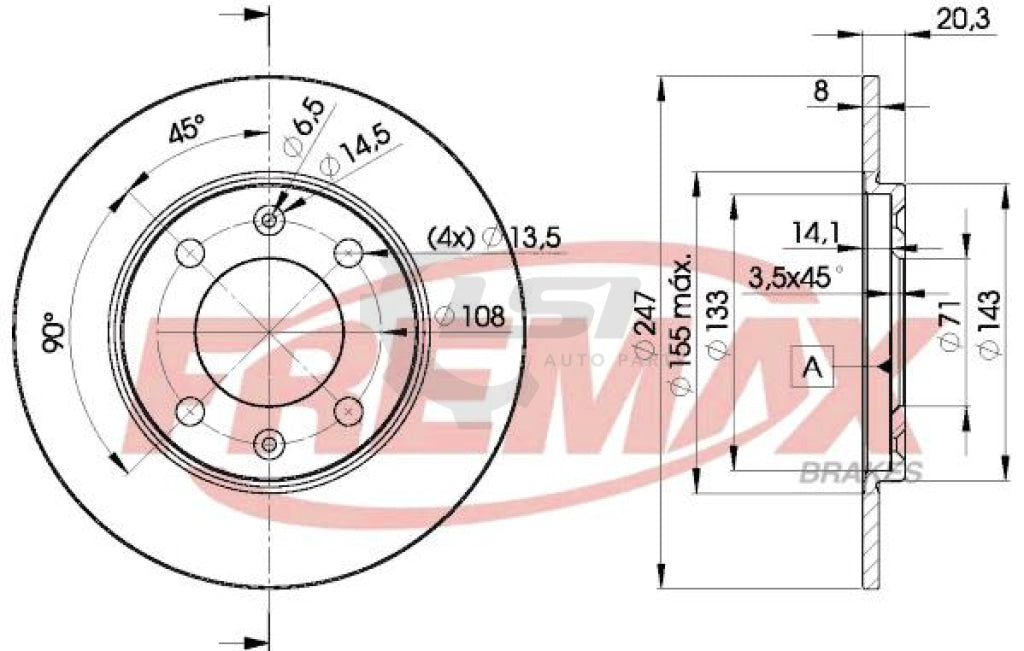 Fremax Rear Disc Rotors For Peugeot 205 1.4 1.6 1.9 1984-1998 Brake