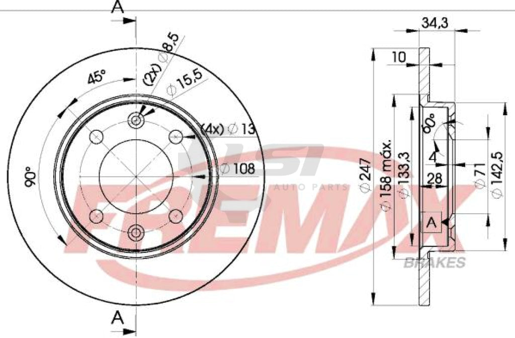 Fremax Rear Disc Rotors For Peugeot 405 1.6 1.9 2.0 87-94 Brake