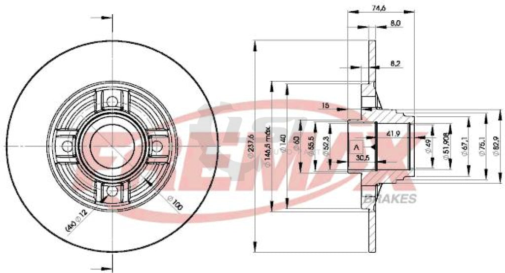 Fremax Rear Disc Rotors For Renault 19 1.4 1.7 1.8 88-96 Without Abs Brake