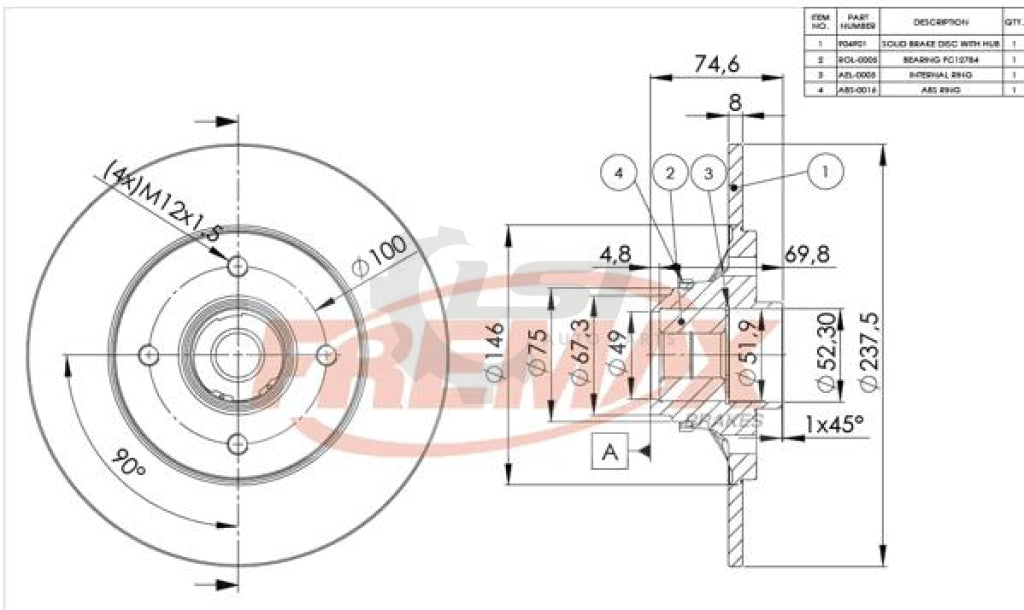 Fremax Rear Disc Rotors For Renault Clio X65 2.0 99-06 With Abs & Bearing Brake