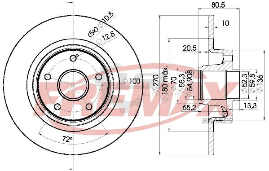 Fremax Rear Disc Rotors For Renault Grand Scenic 2.0 05-10 Brake