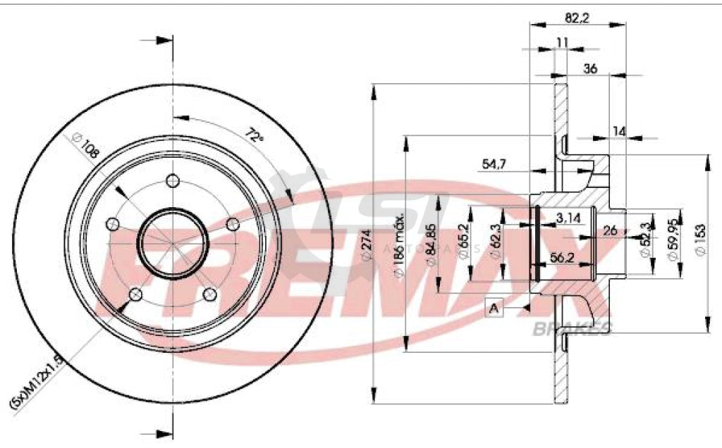 Fremax Rear Disc Rotors For Renault Laguna 3.0 02-06 Brake