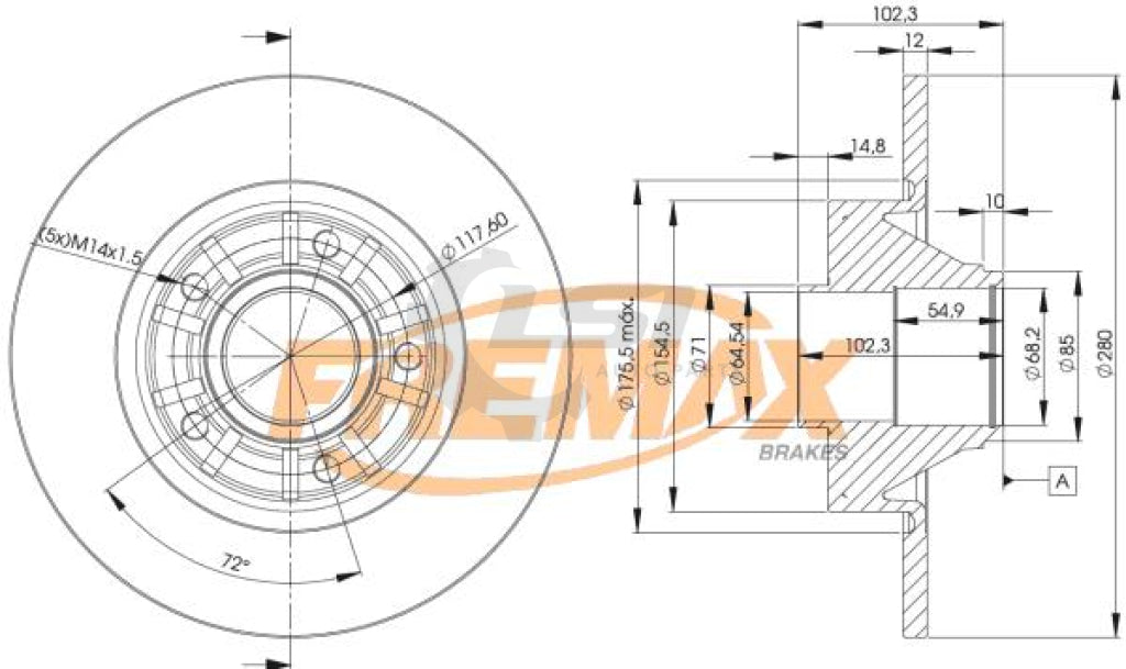 Fremax Rear Disc Rotors For Renault Trafic X83 04-15 W/ Bearings And Abs Rings Brake