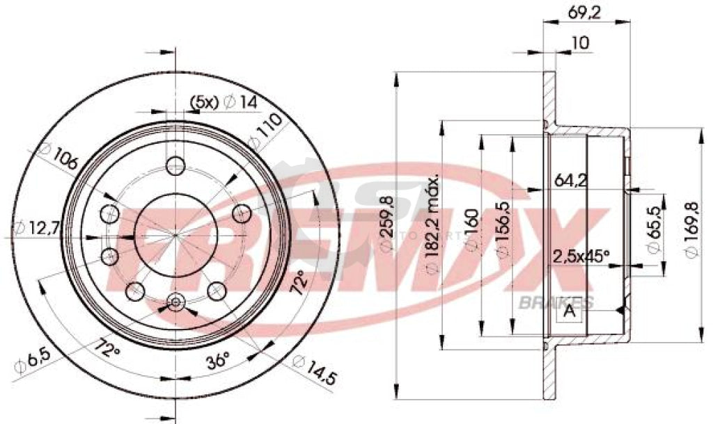 Fremax Rear Disc Rotors For Saab 900 2.0 2.3 2.5 94-98 260Mm Brake