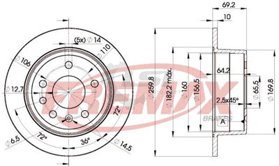 Fremax Rear Disc Rotors For Saab 900 2.0 2.3 2.5 94-98 260Mm Brake