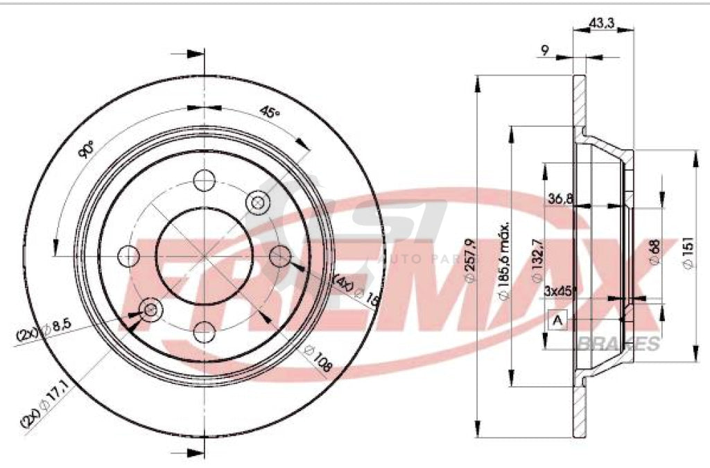 Fremax Rear Disc Rotors For Saab 900 2.0 85-93 Brake