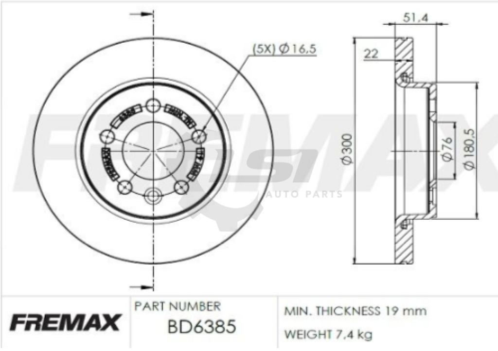 Fremax Rear Disc Rotors For Vw Amarok 2H 3.0 2016-2019 300Mm Brake