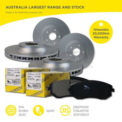 Front And Rear Brake Pads Disc Rotors Full Set For Toyota Landcruiser Fzj80 92-98 Kit