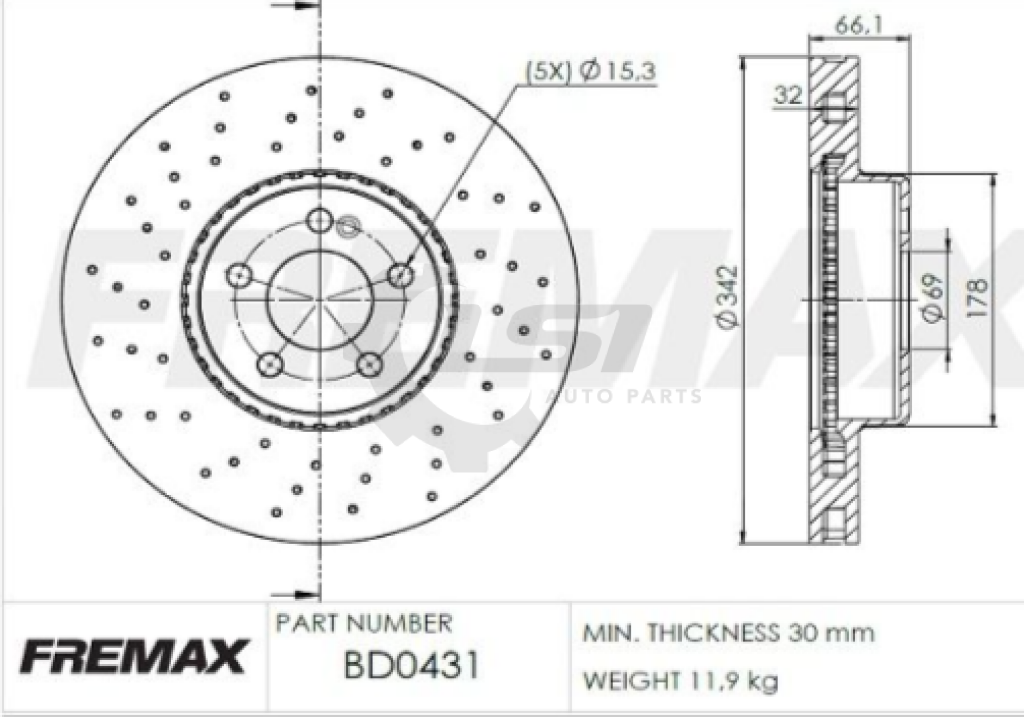 Front And Rear Brake Pads Disc Rotors Set For Mb C250 W205 Amg Pack Brake Kit