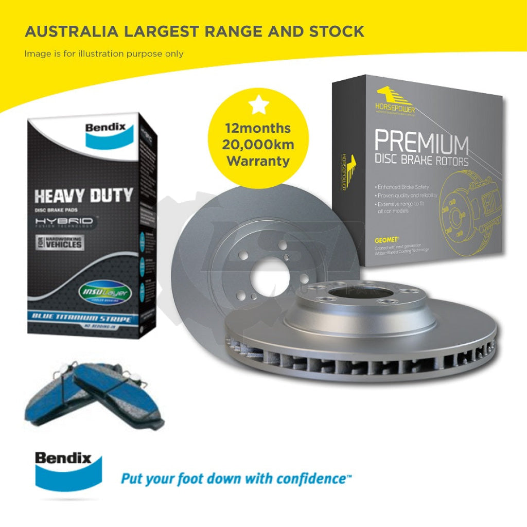Front Bendix Heavy Duty Brake Pad + Rotor For Hilux 4Wd Kun25 Kun26 Ggn25 05-10 Disc Kit