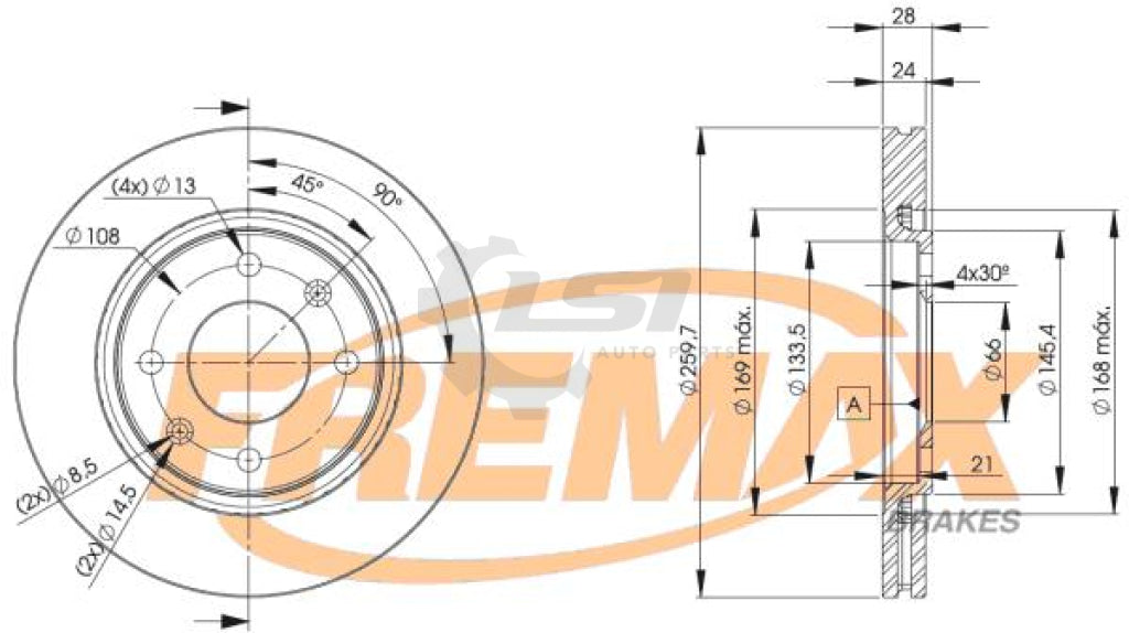 Front Brake Disc Rotors And Pads For Peugeot 406 1.6 1.8 (8B) 95-99 Kit